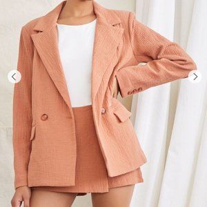 Crinkle Blazer and Skort Set